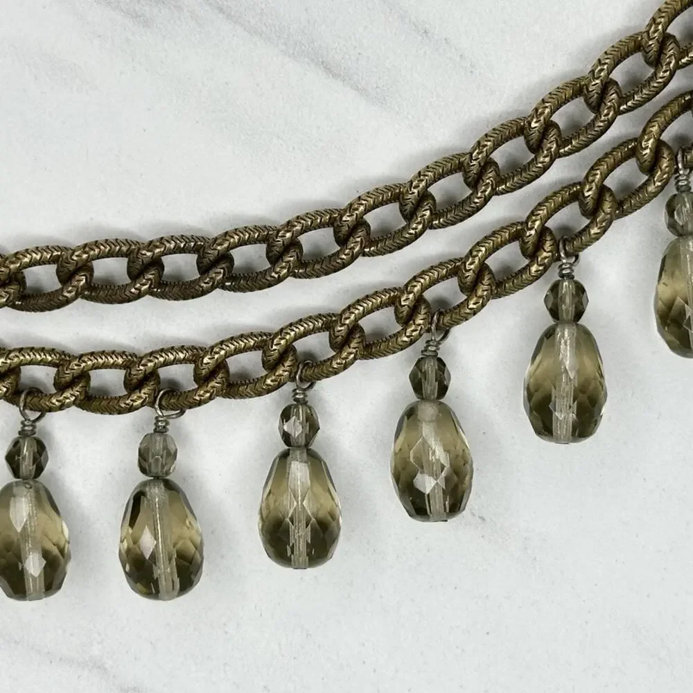 Chain Link Fringe Smoky Bead Drop Belt Gold Tone Extra Small/Small (XS/S) ✨